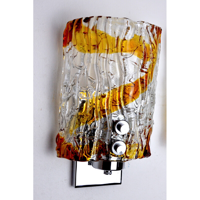 Vintage Murano Mazzega two-tone wall lamp, Italy 1970