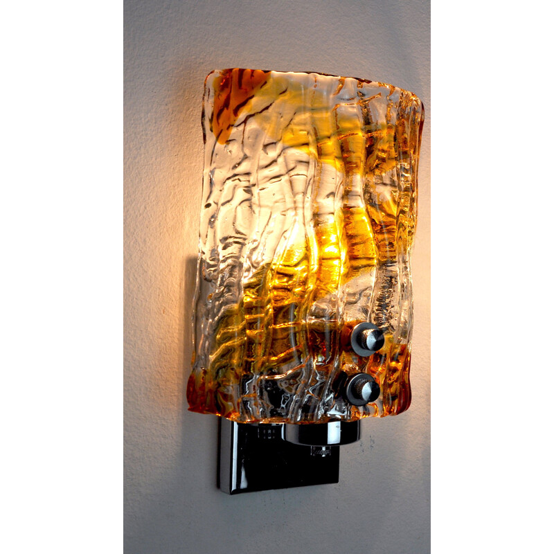 Vintage Murano Mazzega two-tone wall lamp, Italy 1970