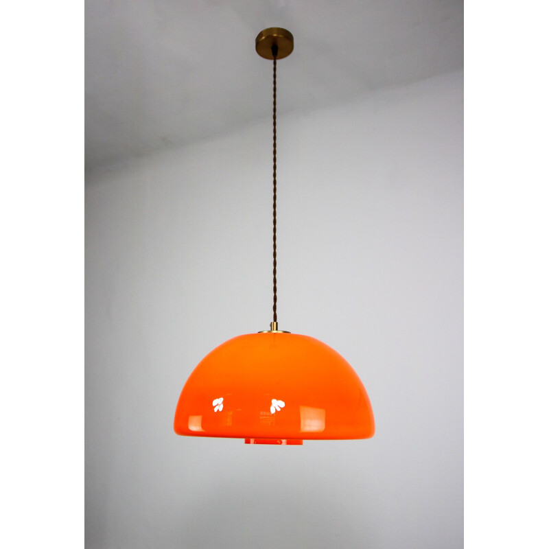 Suspension vintage en verre orange