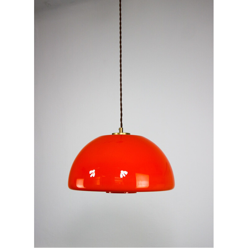 Vintage orange glass pendant lamp