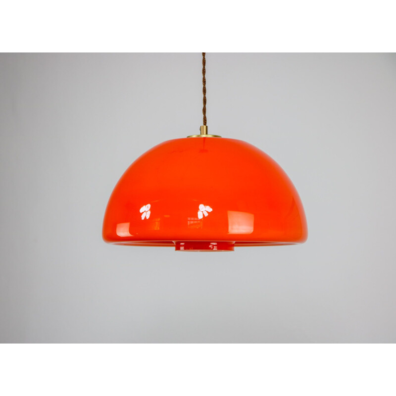 Vintage orange glass pendant lamp