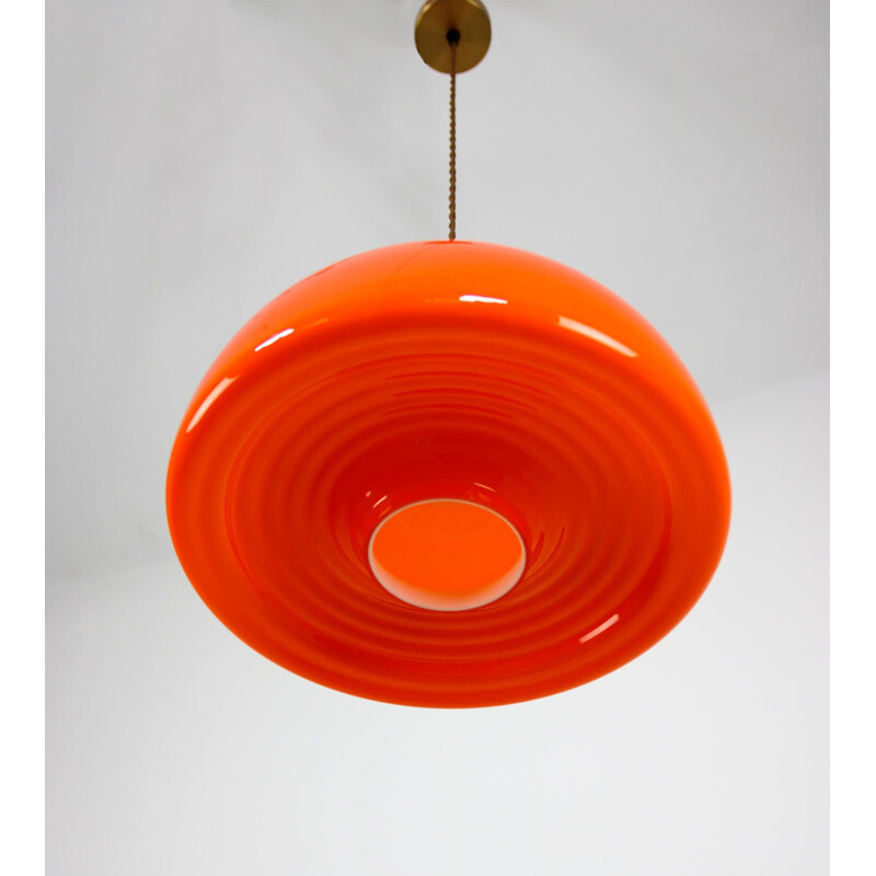 Suspension vintage en verre orange