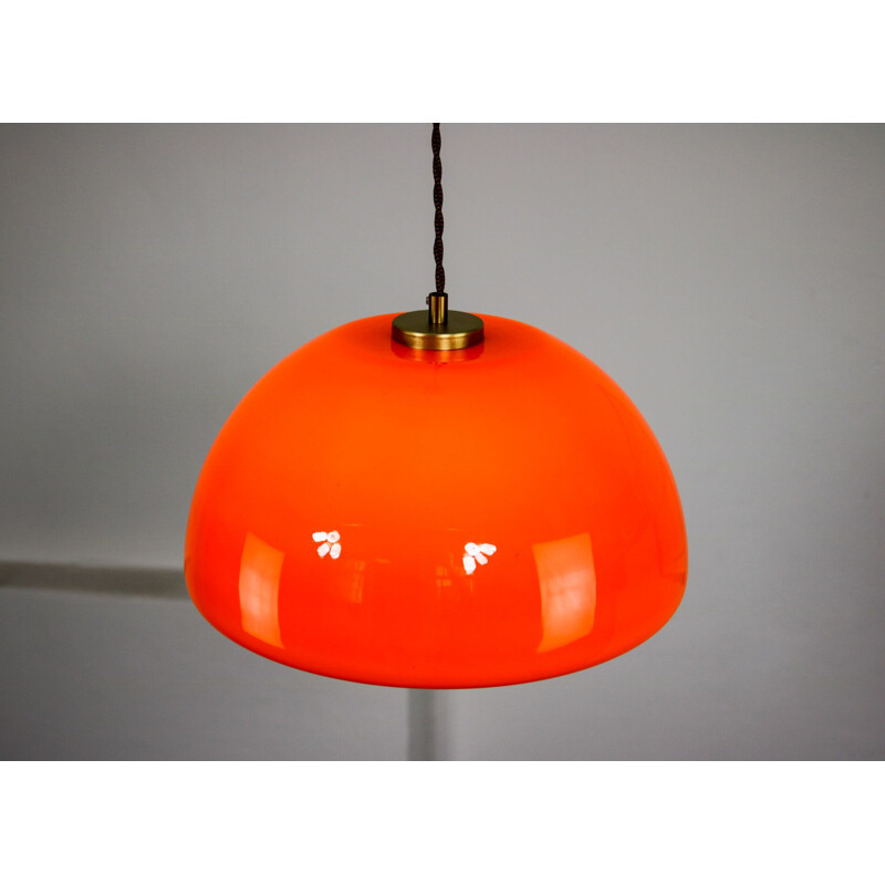 Suspension vintage en verre orange