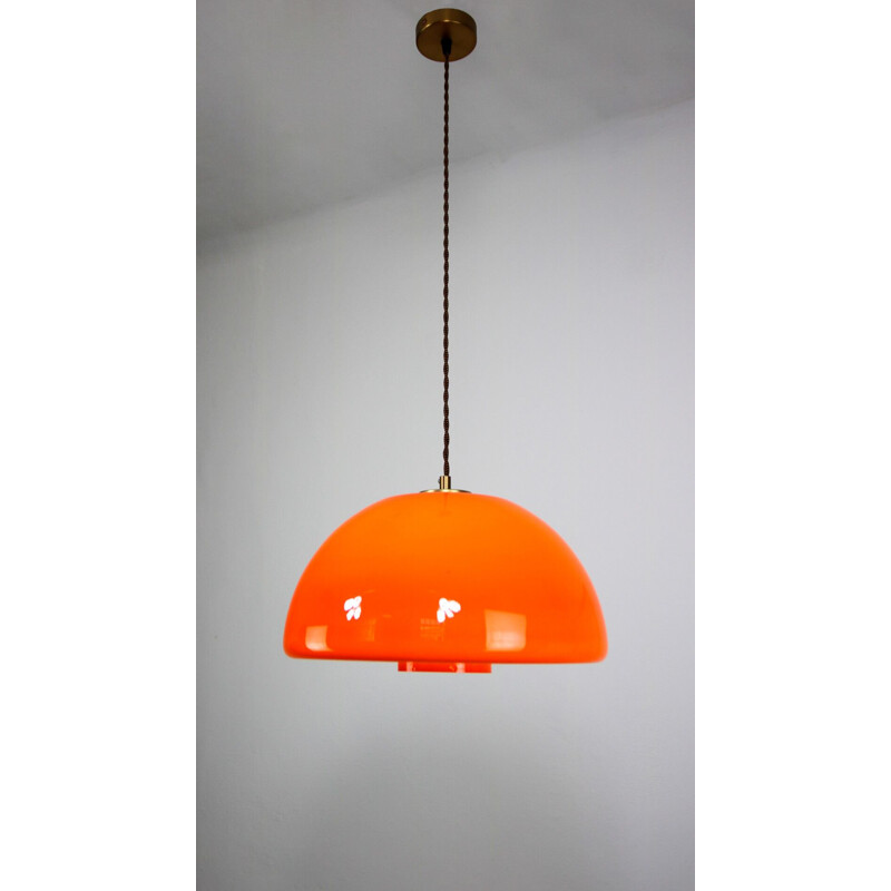 Suspension vintage en verre orange