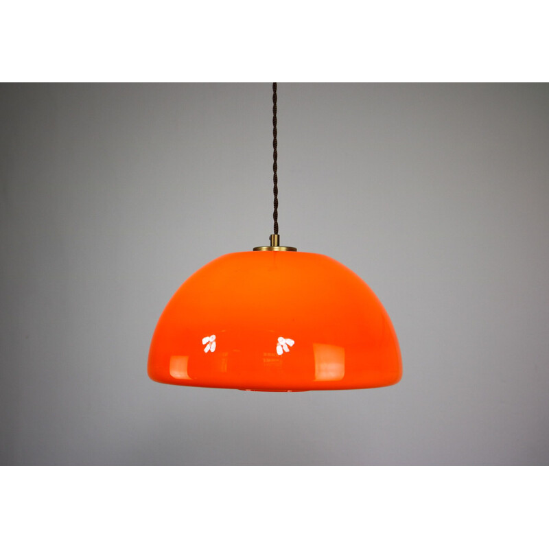 Vintage orange glass pendant lamp