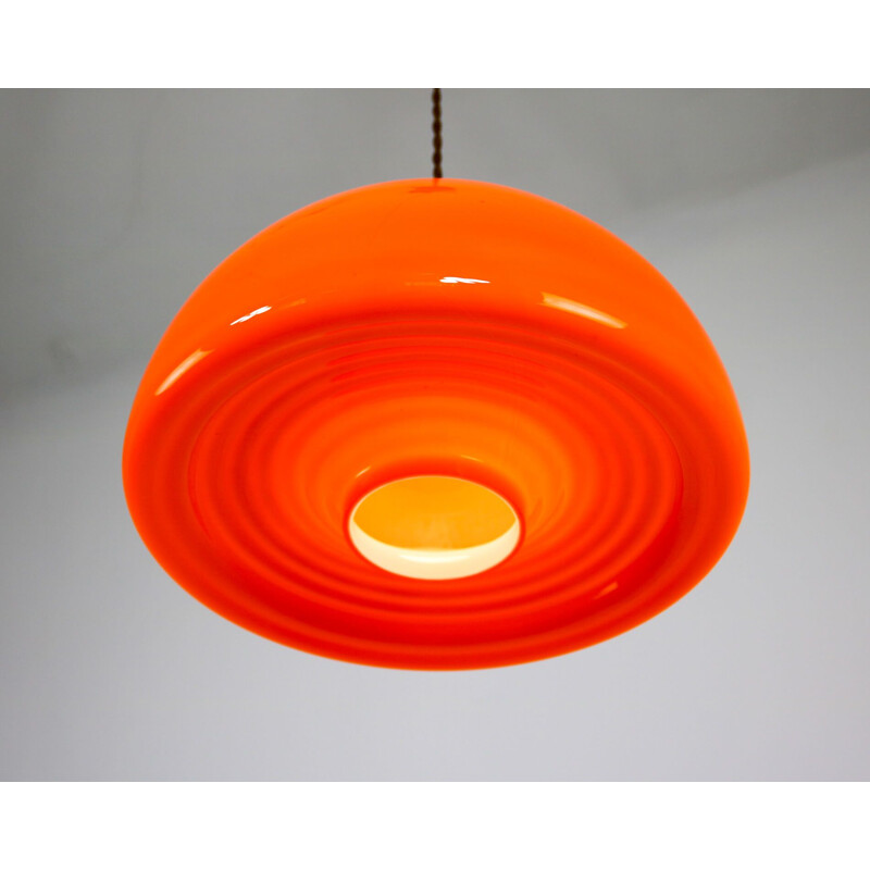 Vintage orange glass pendant lamp