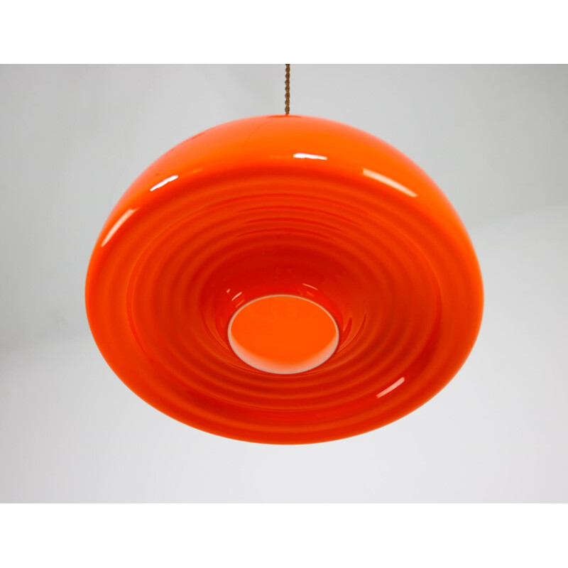 Suspension vintage en verre orange