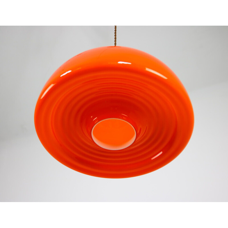 Vintage orange glass pendant lamp