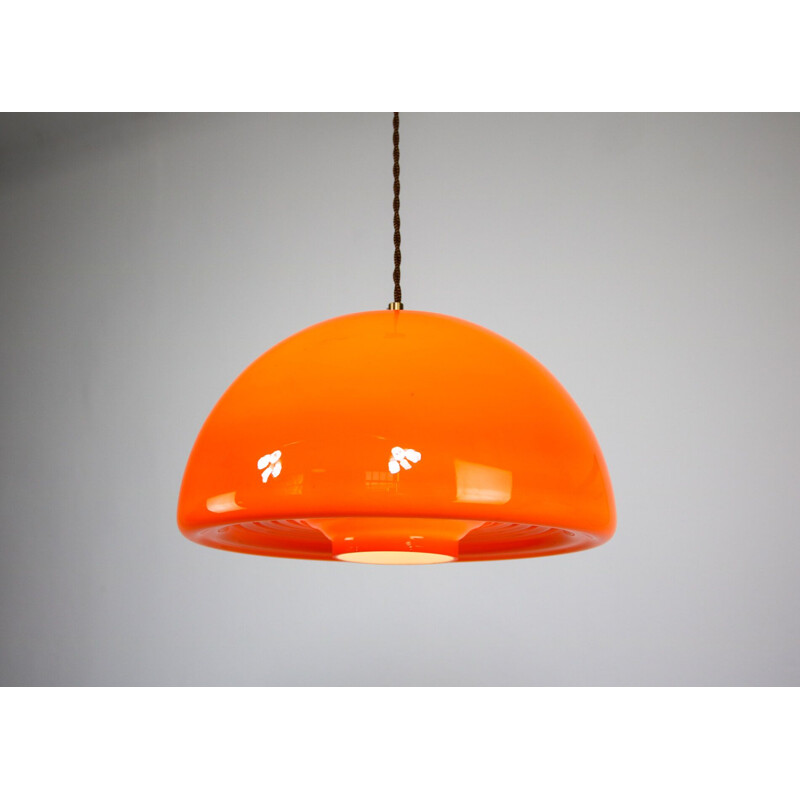 Suspension vintage en verre orange