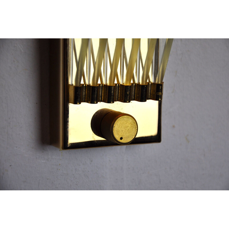 Vintage gilded metal wall lamp, Italy 1970
