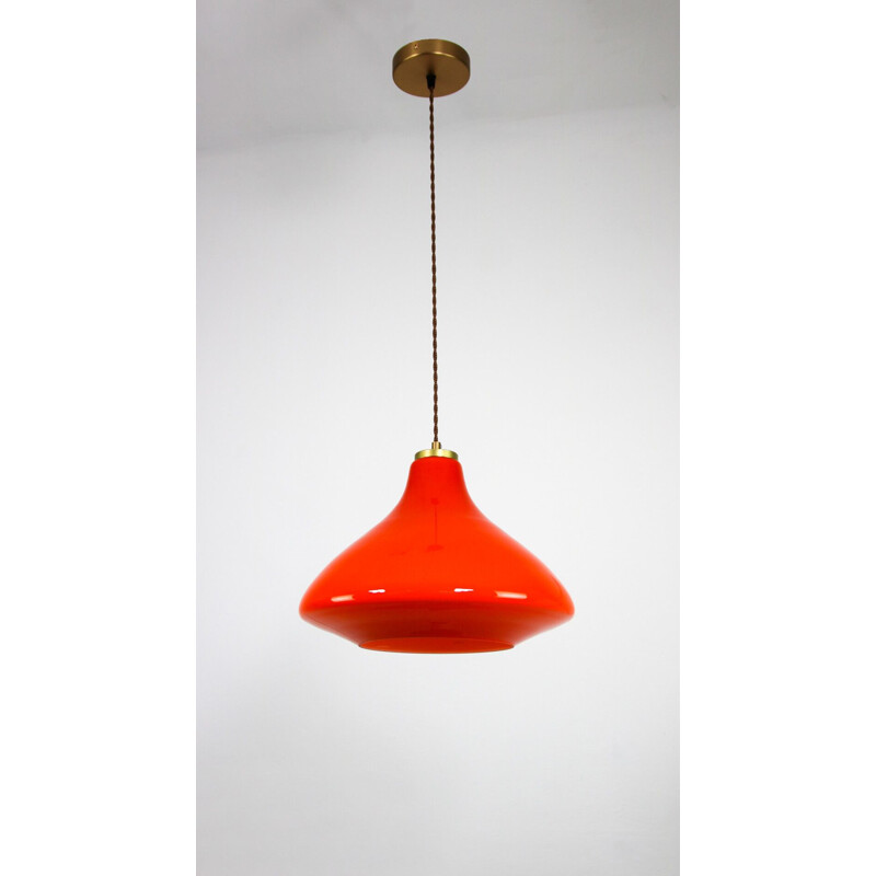 Vintage orange glass pendant lamp