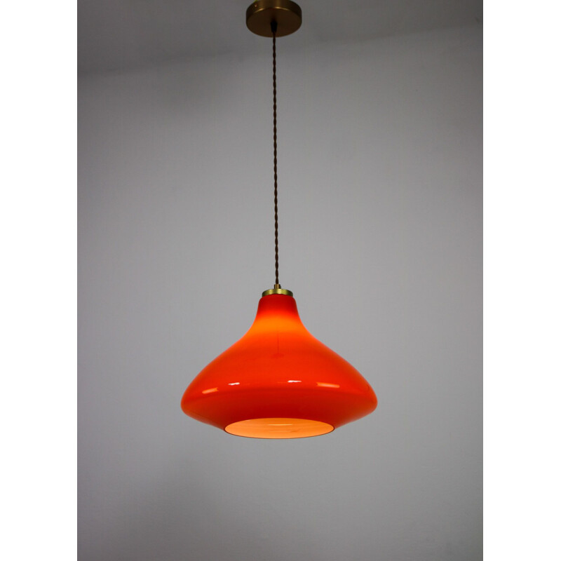 Vintage orange glass pendant lamp