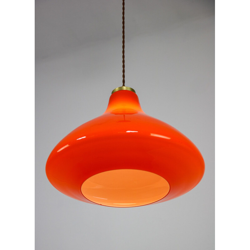 Vintage orange glass pendant lamp