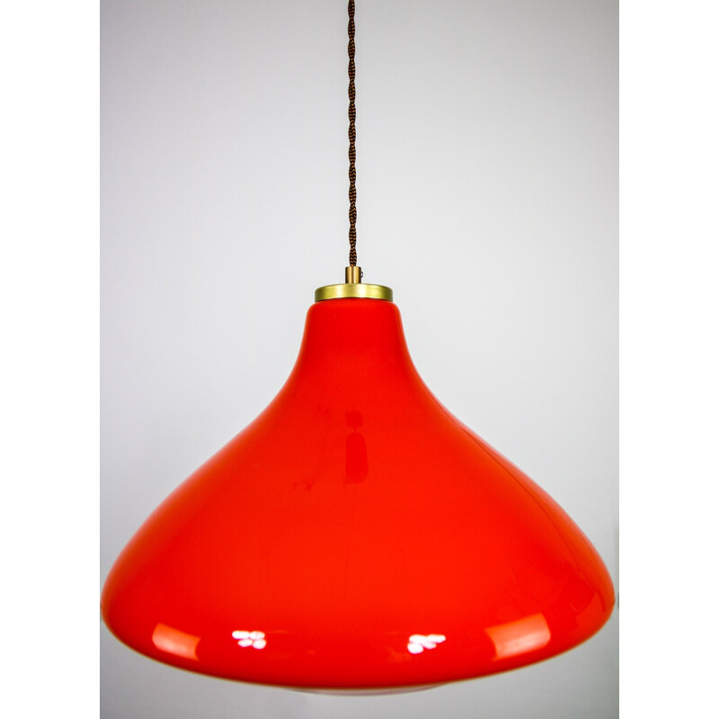 Vintage orange glass pendant lamp