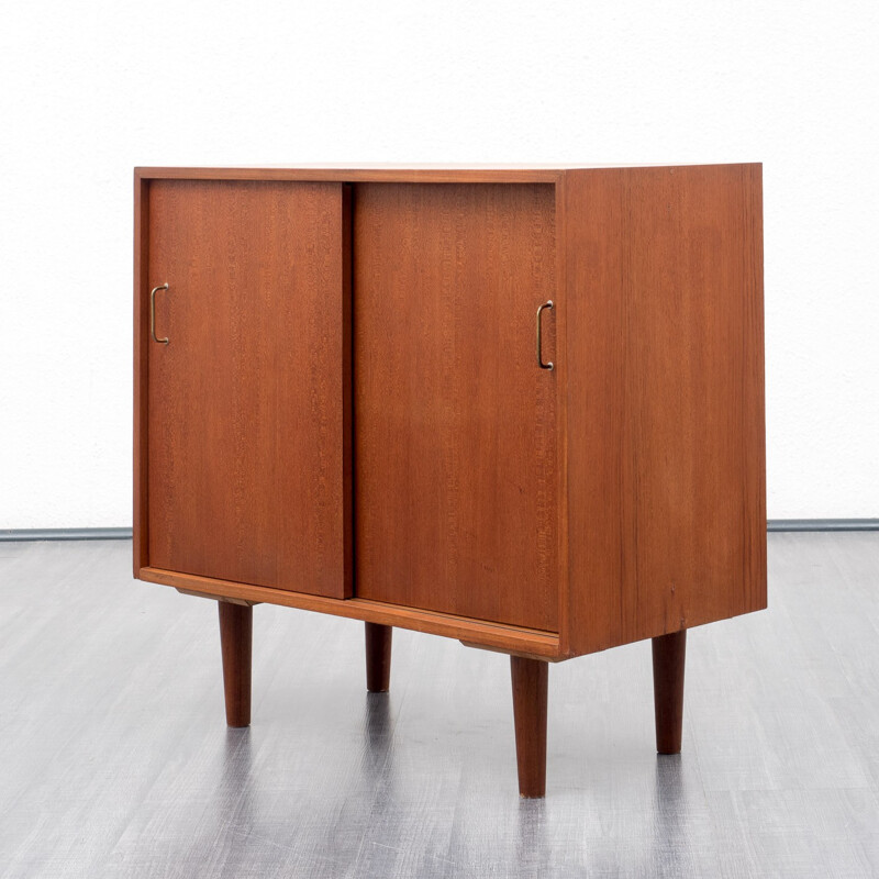 Mid-century cabinet in teak with sliding doors - 1960s