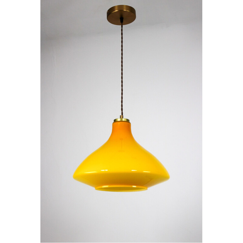 Vintage yellow glass pendant lamp