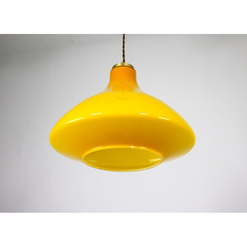 Lámpara colgante de cristal amarillo vintage