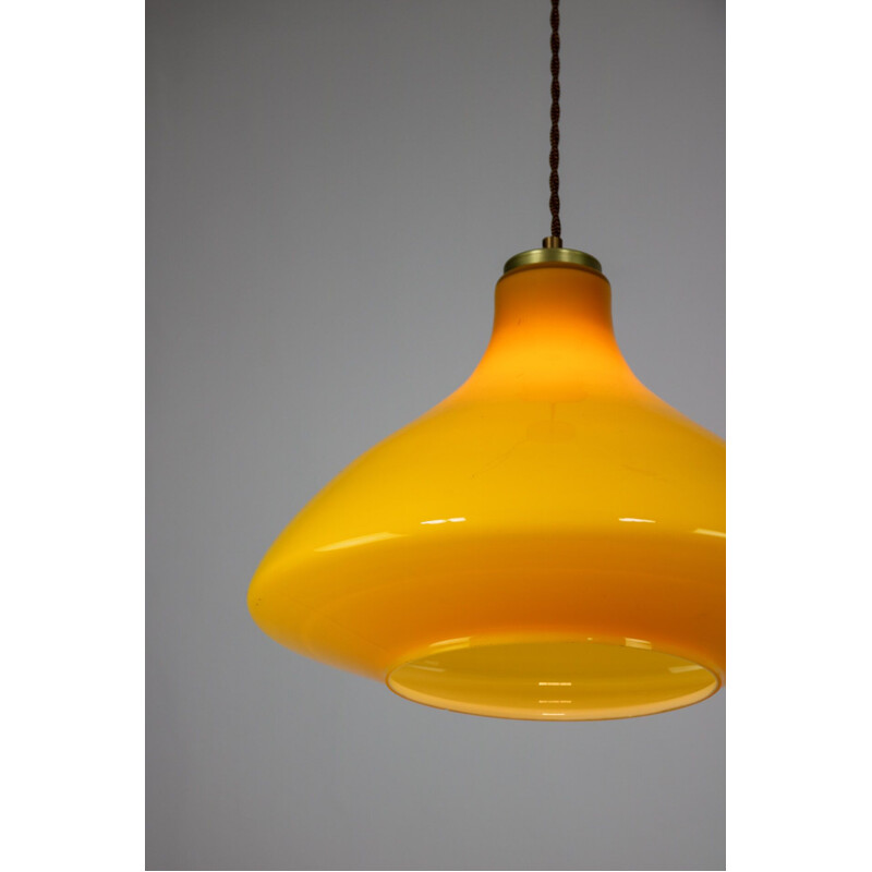 Vintage yellow glass pendant lamp