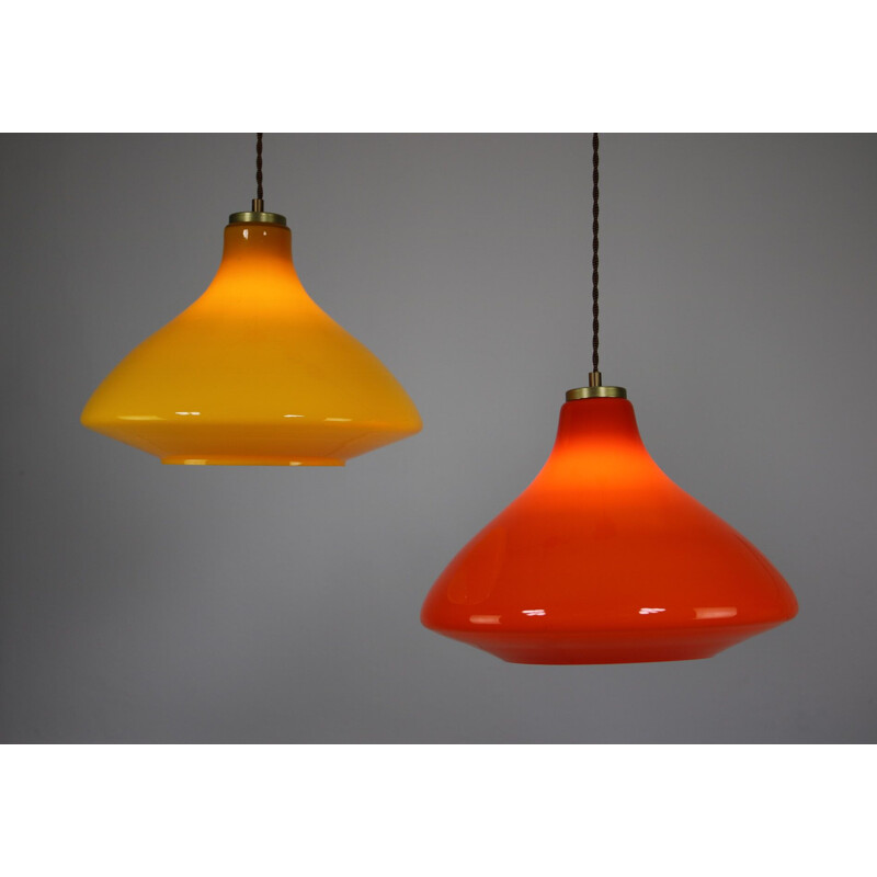 Vintage yellow glass pendant lamp