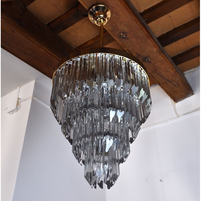 Vintage Venini chandelier with 4 levels in Murano glass, Italy 1970