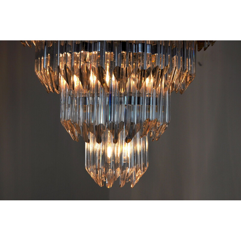 Vintage Venini chandelier with 4 levels in Murano glass, Italy 1970