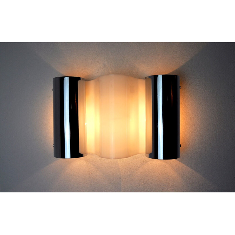 Vintage wall lamp wave by Metalarte, Spain 1970