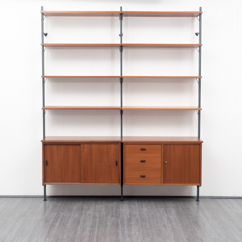 Swedish Pira "Pira" wall unit in teak and metal - 1960s