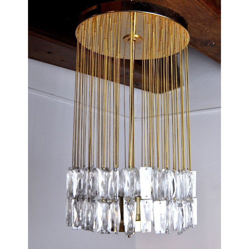Vintage ceiling lamp in cut glass by Venini, Italy 1970