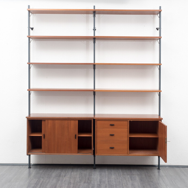 Swedish Pira "Pira" wall unit in teak and metal - 1960s