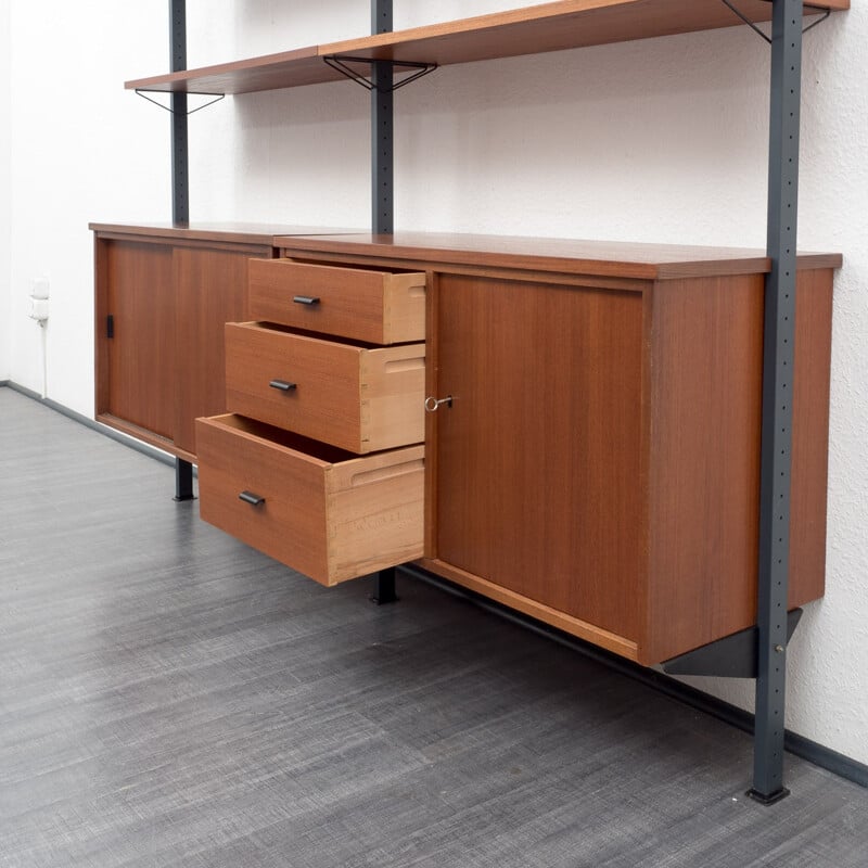 Swedish Pira "Pira" wall unit in teak and metal - 1960s