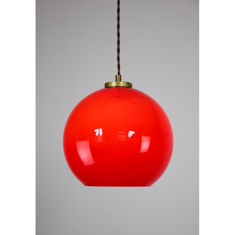 Vintage rode glazen hanglamp