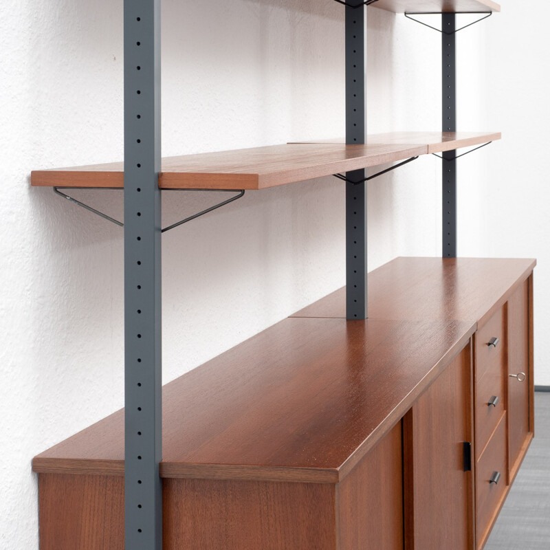 Swedish Pira "Pira" wall unit in teak and metal - 1960s