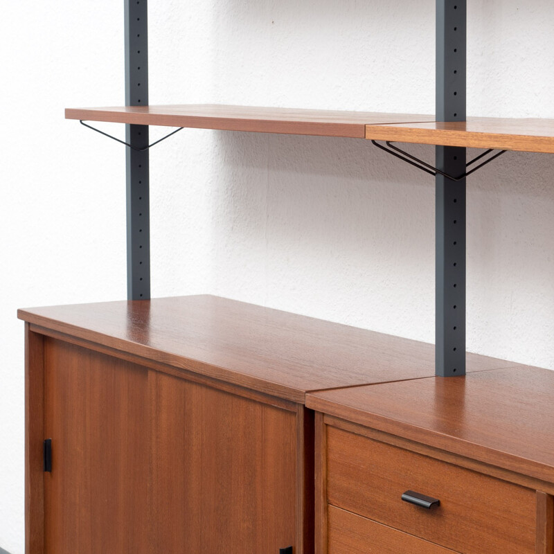 Swedish Pira "Pira" wall unit in teak and metal - 1960s