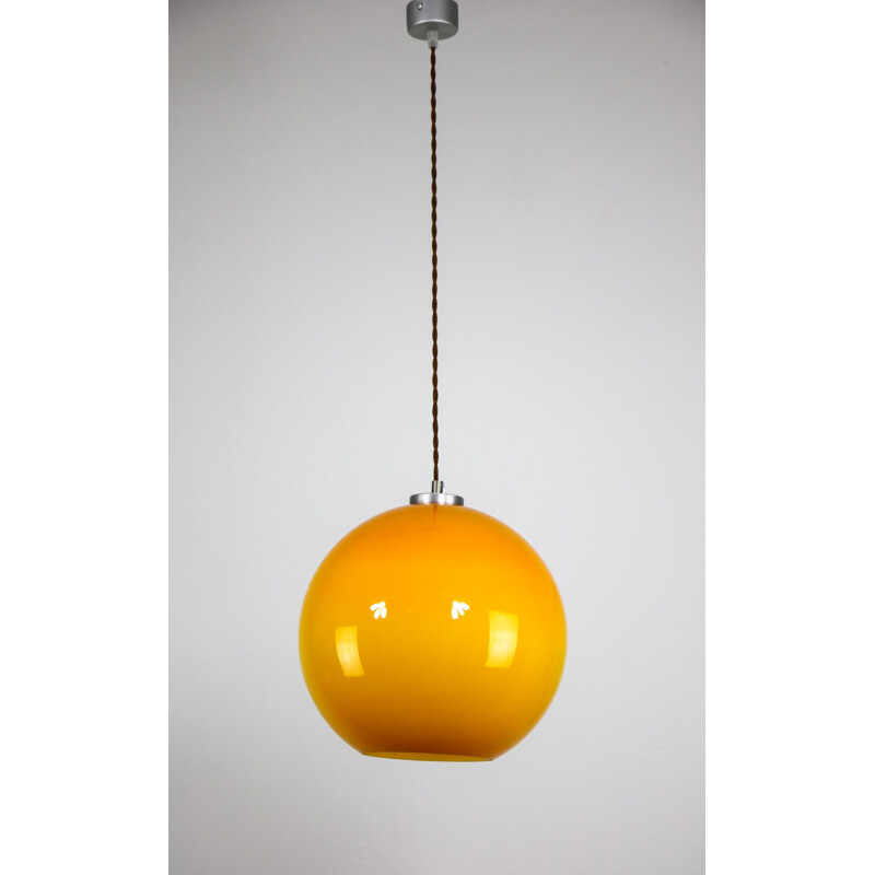 Vintage yellow glass pendant lamp