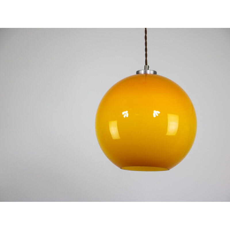 Vintage yellow glass pendant lamp