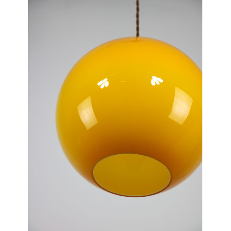 Vintage yellow glass pendant lamp