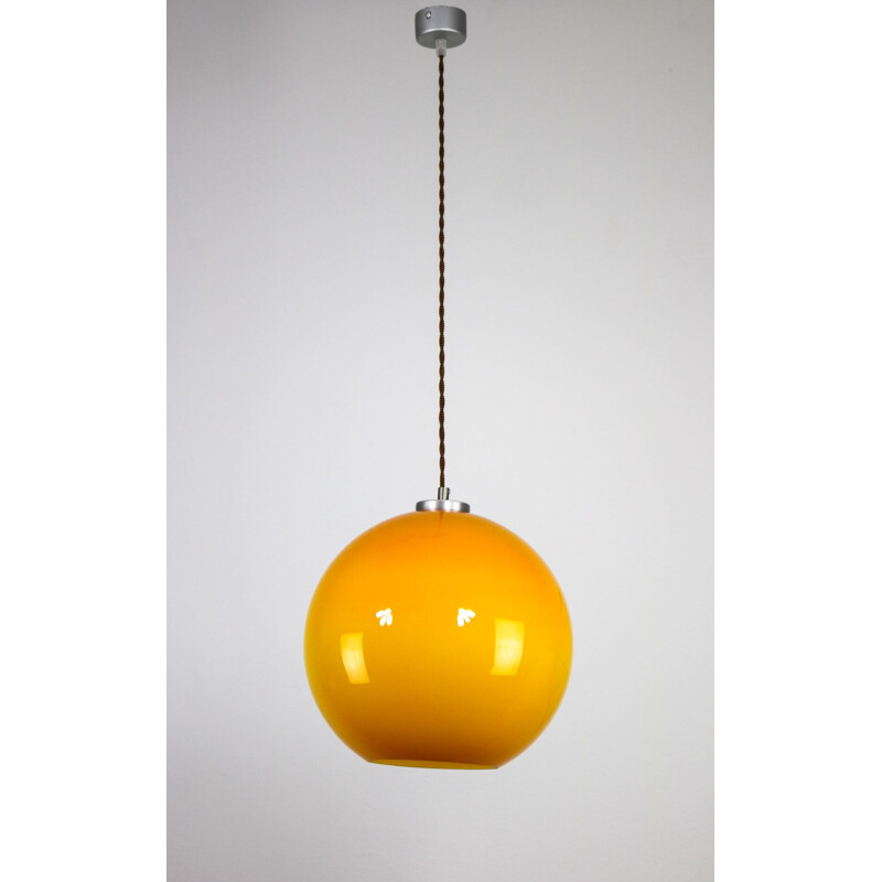 Vintage yellow glass pendant lamp