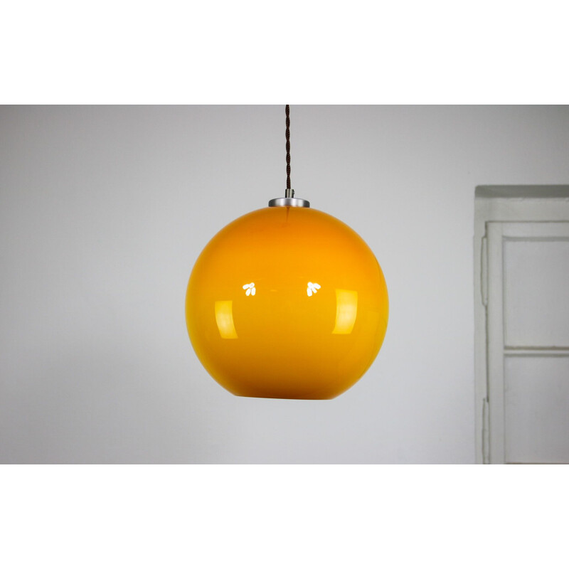 Vintage yellow glass pendant lamp