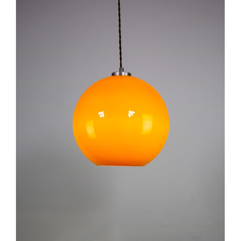 Vintage yellow glass pendant lamp