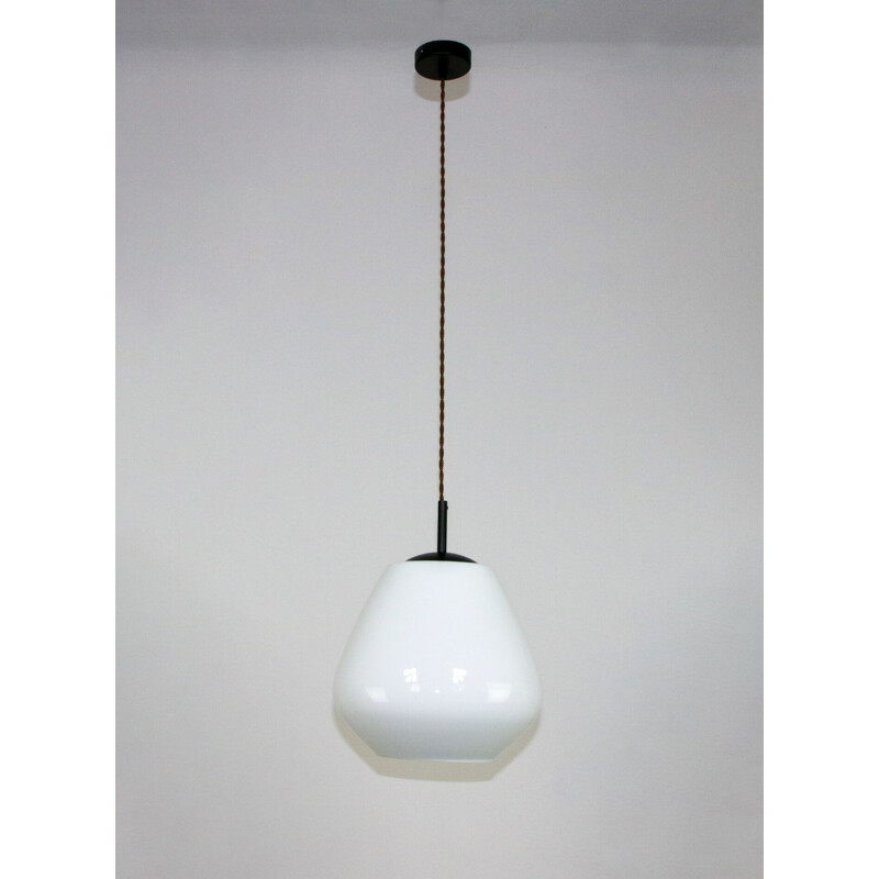 Danish mid-century opaline glass pendant lamp