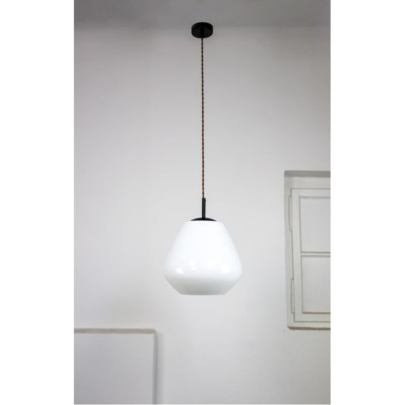 Danish mid-century opaline glass pendant lamp