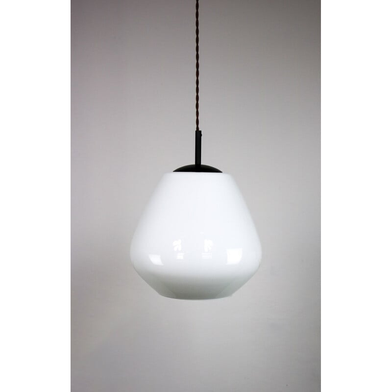 Danish mid-century opaline glass pendant lamp