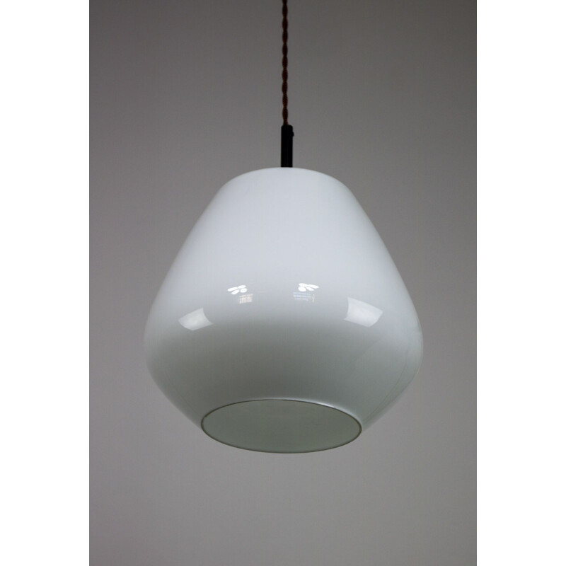 Danish mid-century opaline glass pendant lamp