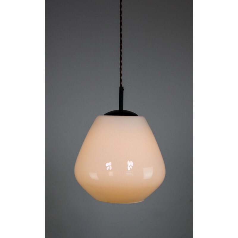 Danish mid-century opaline glass pendant lamp