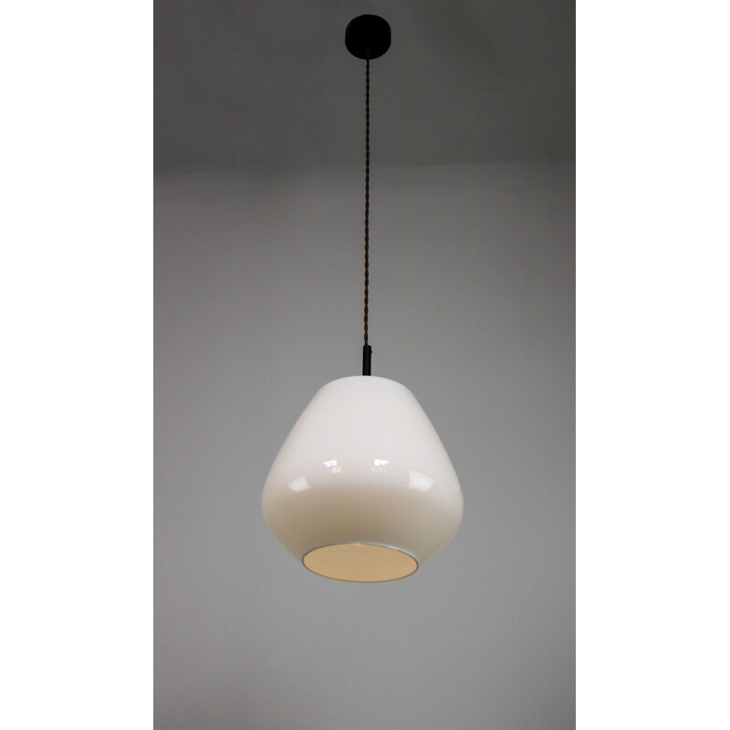 Danish mid-century opaline glass pendant lamp