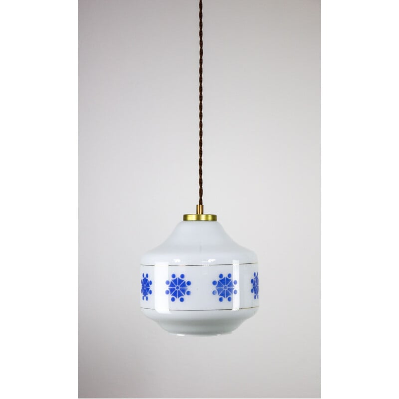 Vintage opaline glass pendant lamp