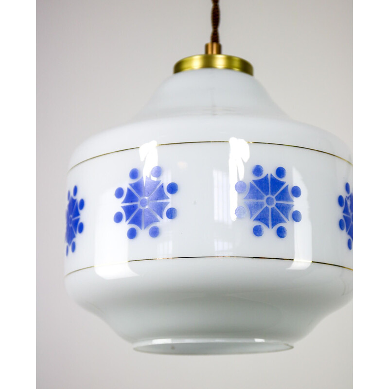 Vintage opaline glass pendant lamp