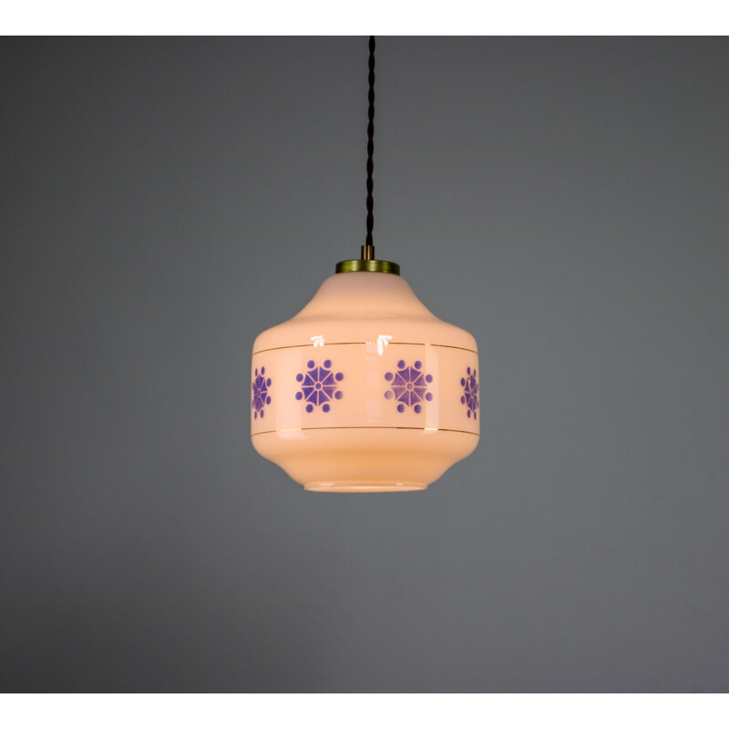 Vintage opaline glass pendant lamp