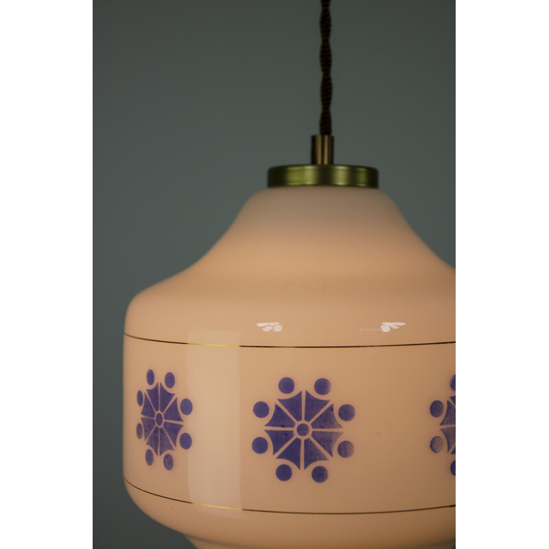 Vintage opaline glass pendant lamp