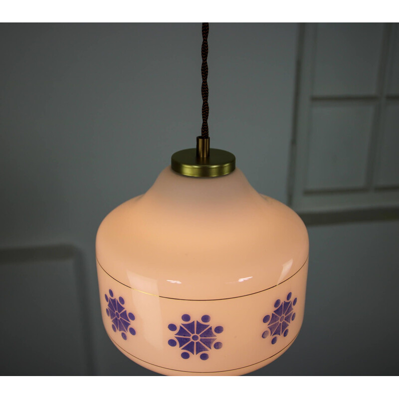 Vintage opaline glass pendant lamp